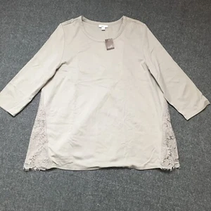 J. Jill Womens Top XL Lace Back Blouse Loose Fit Ponte NWT - Picture 1 of 13