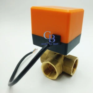 DC12V 1-1/4" BSP DN32 Latón 3 Vías Motorizada Válvula de Bola Tipo T Válvula Eléctrica - Imagen 1 de 11