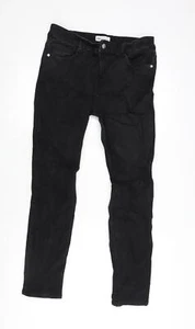 Zara Womens Black Cotton Blend Tapered Jeans Size 12 L28 in Regular Zip - Picture 1 of 10