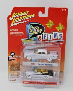 Johnny Lightning Chase 1:64 1959 DeSoto Fireflite 56 Chevy Bel Air 2Car Set Rare - Picture 1 of 4