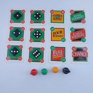 1991 Showdown Yahtzee Board Game Replacement All 4 Pawns & All 12 Cards Only - Picture 1 of 3
