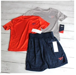 Reebok Boy's Athletic Shorts T Shirt Set Youth Size 5 5T Navy Blue Red - Picture 1 of 8
