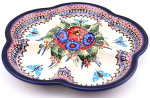 Polish Pottery 6-Compartment Round Appetizer Tray – 14" Diameter – Boleslawiec - Picture 1 of 4