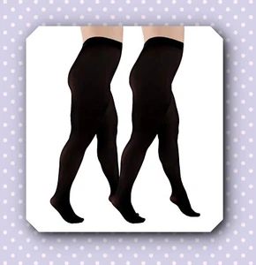 2 Pack Women Plus Size Opaque Microfiber Tights Black Aurellie UK size 14-22 - Picture 1 of 4