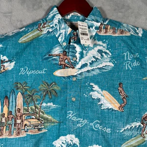 Reyn Spooner Shirt Mens S Blue Waveriders Surf Wipeout Hang Loose Limited Issue - Picture 1 of 10