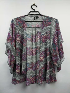 New Directions Cardigan Women's S Colorful Purple Paisley Kimono Open Front - Picture 1 of 3