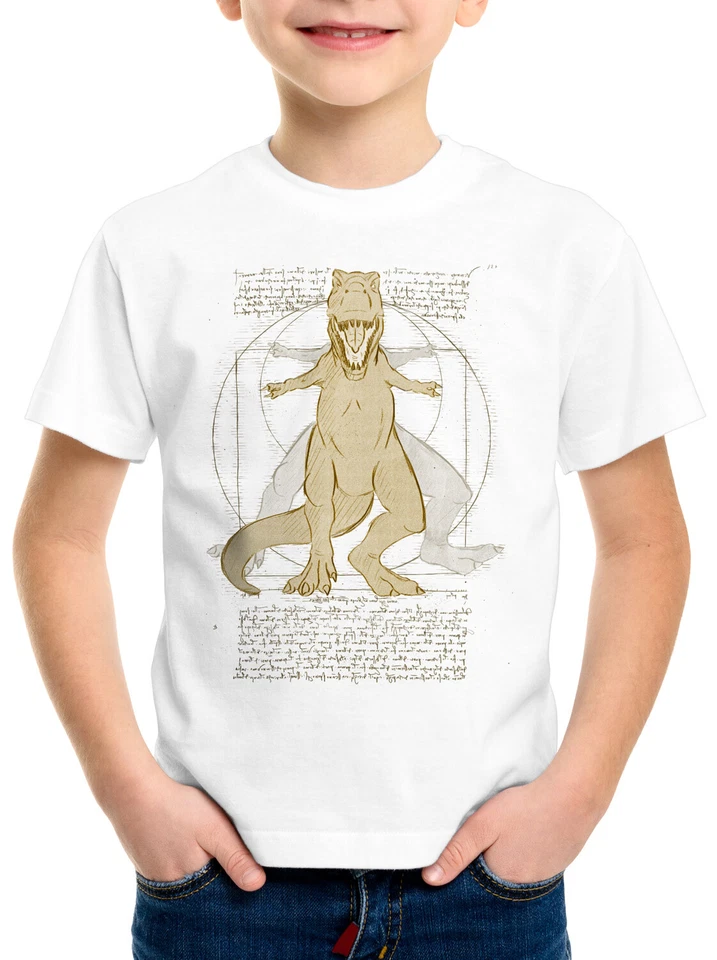 STYLE3 Vitruvianischer T-Rex Kinder T-Shirt tyrannosaurus rex dino-saurier da vinci