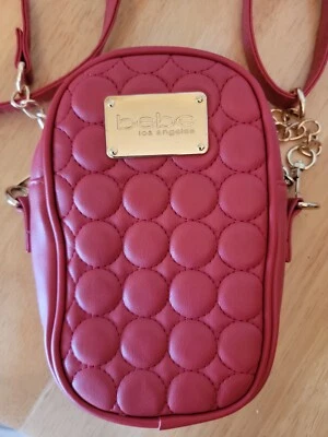 Bebe Serafina Quilted Faux-Leather RED / Gold Metal Xbody Bag Purse NWOT! - Image 1 of 4