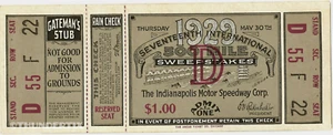 1 1929 Indianapolis Indy 500 Autorennen unbenutzt volles Ticket laminierter Nachdruck - Bild 1 von 1
