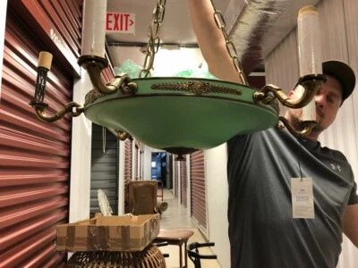 Green Glass Empire Style Chandelier - Image 1 of 2