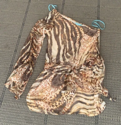 MARCIANO MINI ONE SHOULDER DRESS LEOPARD PRINT SIZE L RN62136 - Image 1 of 4
