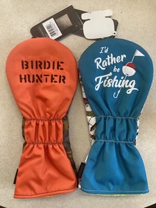 NEW OGIO DRIVER HEAD COVERS I’D RATHER BE FISHING & CAMO / ORANGE BIRDIE HUNTER - Picture 1 of 2