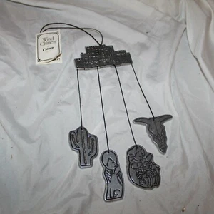 RARE Vintage 1990 Wind Chimes by Carson Western Theme Skull Cactus New Condition - Bild 1 von 7