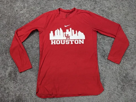 University of HOUSTON T Shirt Mens Smal Nike Dri Fit Long Sleeve Red Cover