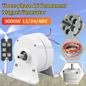 3000W Permanent Magnet Wind Generator 3 Phase Synchronous Alternator 12V 24V 48V - Picture 1 of 14
