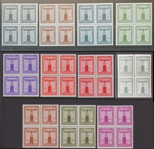 German Third Reich 1942 /1938 Official Stamp Blocks of 4 All Values MNH - Picture 1 of 23