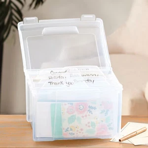 Greeting Card Storage Organizer Box w 6 Dividers for Holiday Cards Photos Recipe - Picture 1 of 4
