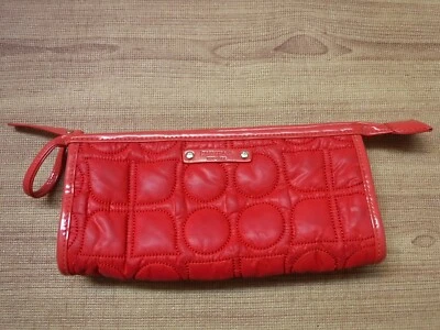 Kate Spade красный выстеганный молнии застежки золотой горошек на фиолетовый с подкладкой ~ косметичка ~ - Изображение 1 из 4