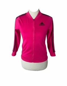 Girl's Medium Track Jacket Adidas Pink and Black Long Sleeve Athletic - Picture 1 of 7