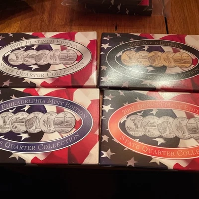 2007 State Quarter Set. Denver / Philadelphia / Gold / Platinum ,COA Boxes - Image 1 of 2