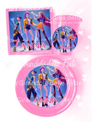 KIT24 PIATTI BICCHIERI KPOP musica band  Nome- Festa Party  Decorazione Tavola - Immagine 1 di 4