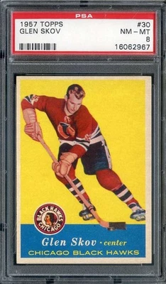 1957-58 Topps #30 Glen Skov PSA 8 Blackhawks *ML70-491 - Image 1 of 2