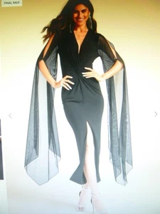 Venus schwarzes Maxikleid mit übertrieben transparenten Ärmeln Gr. XS Neu WOW! - Bild 1 von 2