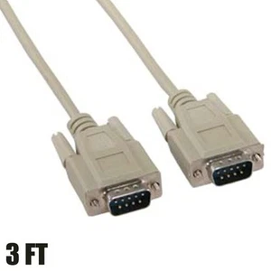 3FT DB9 9-Pin Male to Male RS232 Serial Port Cable PC Converter Extension Cord - Picture 1 of 1