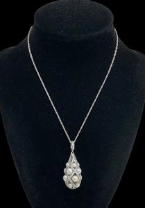 🦚🐲STAUER RHODIUM PLATED STERLING & CULTURED PEARL NECKLACE🐲🦚 - Picture 1 of 4