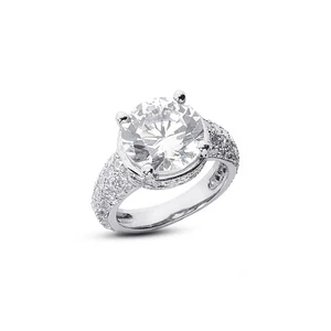 6 1/2ct G SI2 Round Natural Certified Diamonds 14k Gold Classic Side Stone Ring - Picture 1 of 3