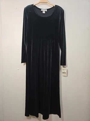 NWT Ronnie Nicole Petite Size 12P Hunter Green Velvet Maxi Dress Long Sleeve - Image 1 of 4