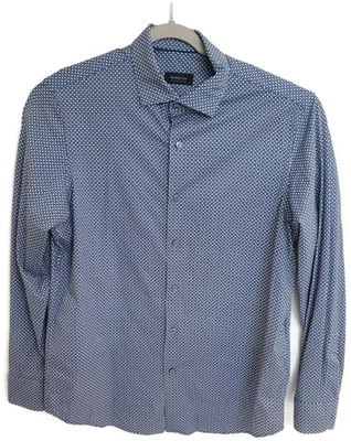 Bugatchi Shirt Mens Large Blue Geometric OoohCotton Tech Long Sleeve Button Down - Image 1 of 4