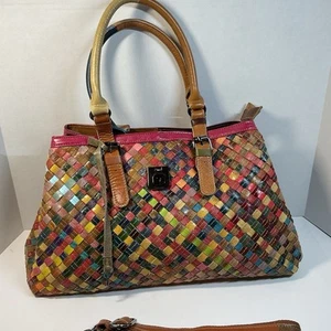 Damenhandtasche mehrfarbig Leder geflochten Schulter Kuriertasche Beuteltasche Handtasche - Bild 1 von 14