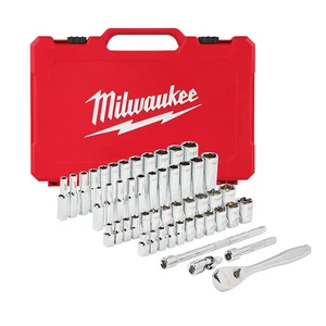 Milwaukee 48-22-9004 1/4 Zoll Antrieb SAE und metrisch Ratsche und Steckschlüsselsatz - 50-teilig - Bild 1 von 12
