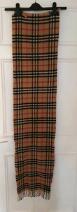 Vintage Burberry 100% Cashmere Scarf Beige Tan Plaid Women's  - Picture 1 of 4