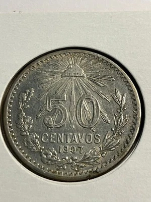 elf Mexico 50 Centavos 1907 curved 7 Silver Denver and San Francisco Mints? C049 - Image 1 of 2