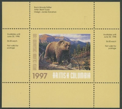 1997 CANADA-BRITISH COLUMBIA CONSERVATION FUND, GRIZZLY BEAR, VD.#BCC3 - Image 1 of 3