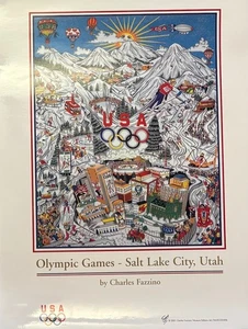 SUMMER BLOWOUT SALE! CHARLES FAZZINO "OLYMPIC GAMES" OFFSET LITHOGRAPH ON PAPER - Picture 1 of 1