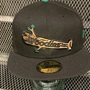 New Era Black Down East Wood Ducks Authentic Woodies 59FIFTY 7 3/4 Fitted Hat - Picture 1 of 11