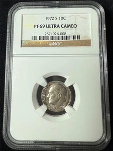 1972 S 10C Roosevelt Dime PF69 Ultra Camo UCAM DCAM Proof NGC SKU 3710 - Picture 1 of 2