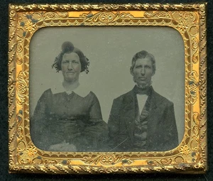 sixth plate ambrotype of husband and wife no case - Picture 1 of 1