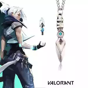 Game Necklace Cosplay Valorant Jett Blade Storm Knife Blue Crystal Pendant Gift - Picture 1 of 19