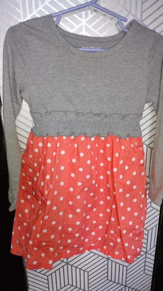 Vestido Healthtex Gris Gris Coral Lunares 3T Niñas Pequeñas Otoño Regreso a la Escuela  Foto 1 de 2