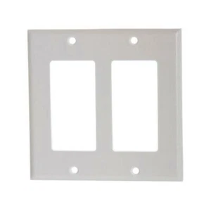 White Plastic Double-Gang Decora Style Wall Face Plate 2-Gang - Bild 1 von 5