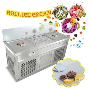 Kolice Roll Ice Cream Machine Double Square Pans with 10pcs Refrigerated Tanks - Picture 1 of 11