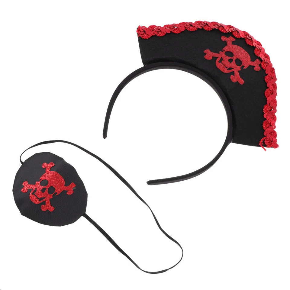 Chapéu pirata caribenho chapéu oficial Halloween venda para os olhos preto - Imagem 1 de 4