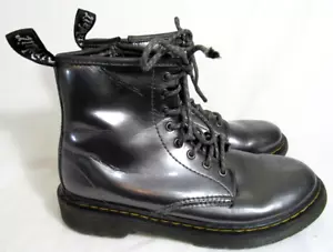 Botas de Combate Dr Martens Plateadas Metálicas Cremallera Lateral Niñas Talla 3 Usadas en Excelente Condición - Imagen 1 de 9