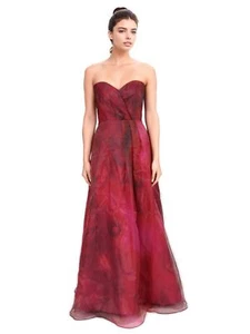 Rene Ruiz ElegantStrapless Floral Printed Organza Evening Gown Pink 20 $1795 NWT - Picture 1 of 2