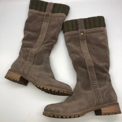 Bjorndal Autumn Coffee Suede Faux Shearling Lined Size 9 Winter Boots Knee High - Image 1 of 4