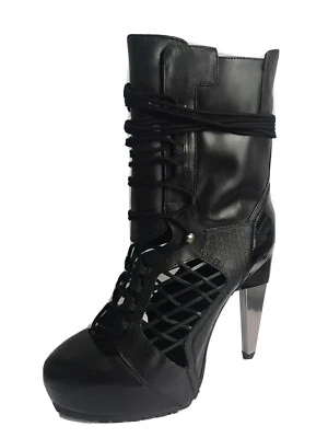 TOPSHOP BOTINES DE PLATAFORMA DE CUERO NEGRO SEXY ÚNICOS UK 5 EU 38 US 7.5 NUEVOS EN CAJA Foto 1 de 4